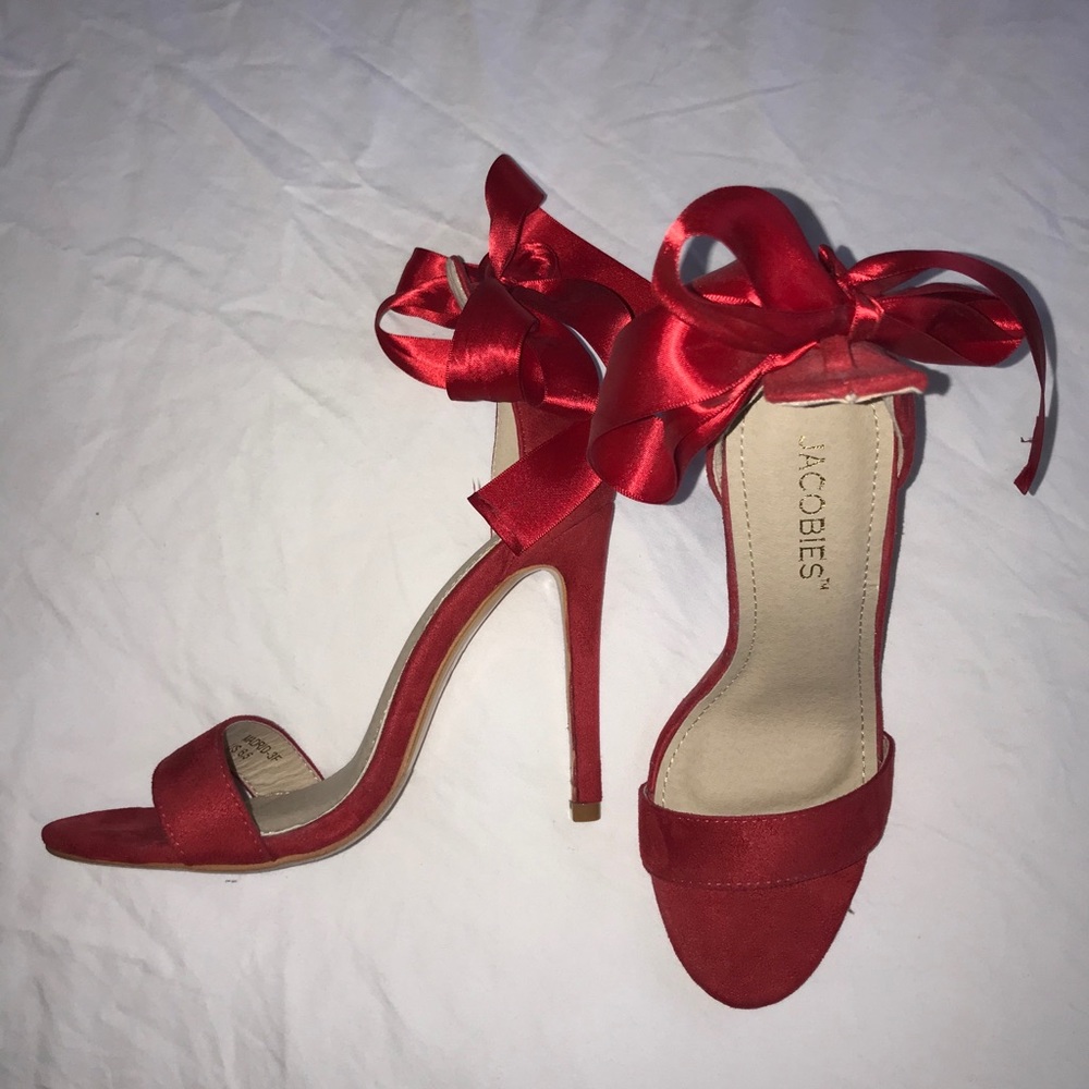 Ankle Lace-Up Heels - Red
